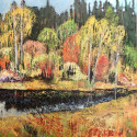 Stream in Autumn, 24x30 in, mixed media on Canvas