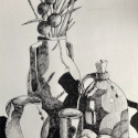 Still Life with Jug, 8x10 in,  ink on paper